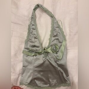 Kimchi Blue Sage Satin Lace Halter Top